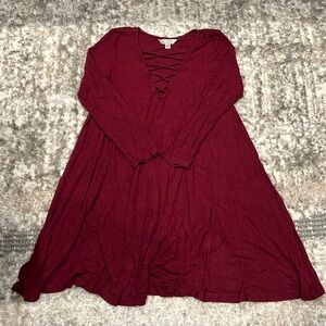Burgundy American eagle outfitters midi dress
